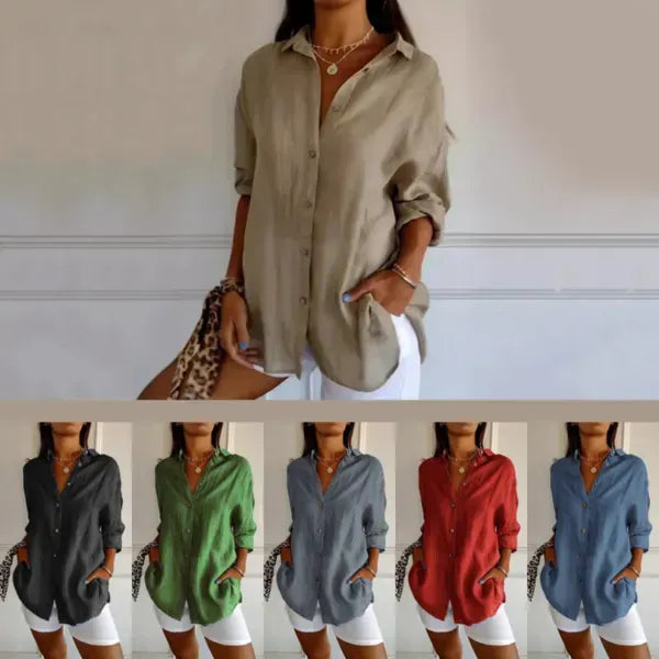 🌷LAST DAY SALE 49% OFF - Classic Pleated Textured Single-Breasted Lapel Shirt for Women